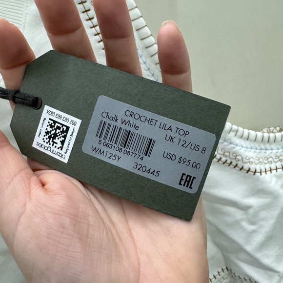 NEW Allsaints Crotchet Lila Embroidered Trim Crop Top in Calk White - Picture 4 of 5